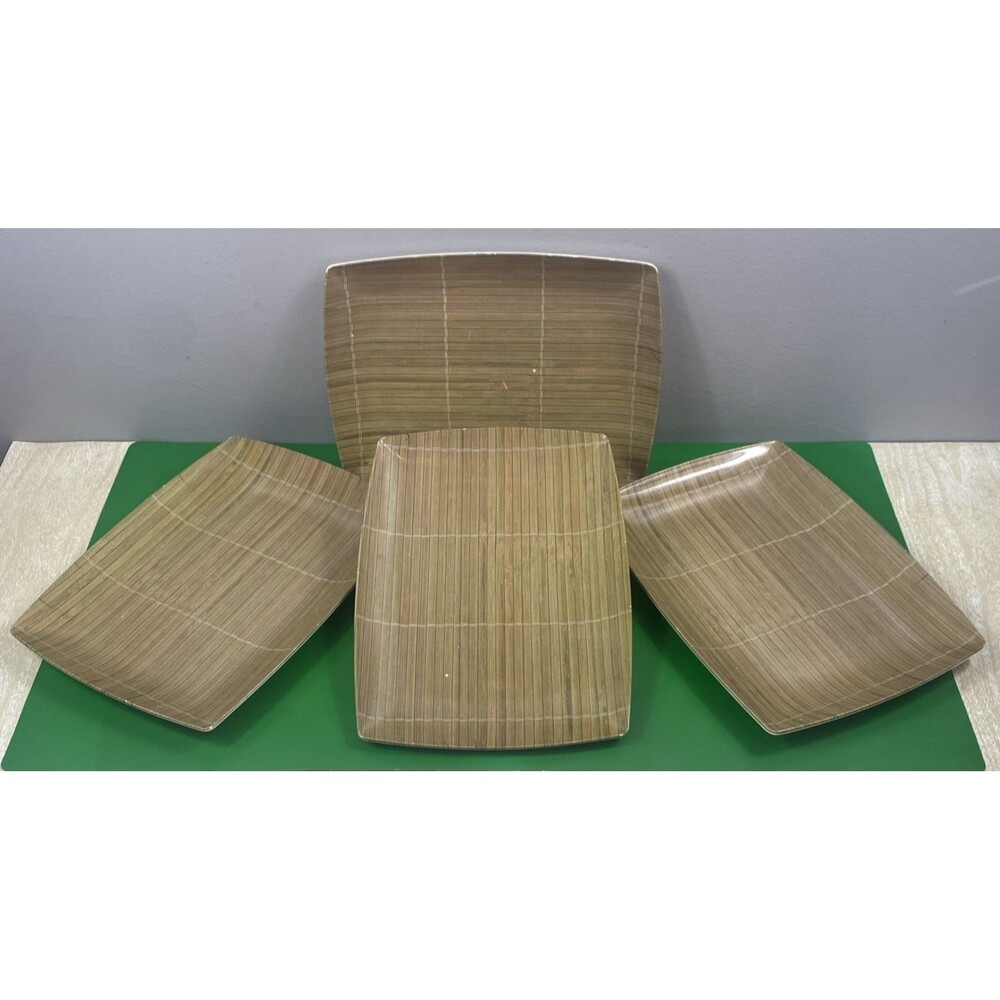VTG MCM Precidio Beige Plastic Melamine Serving Trays plates Set of 4